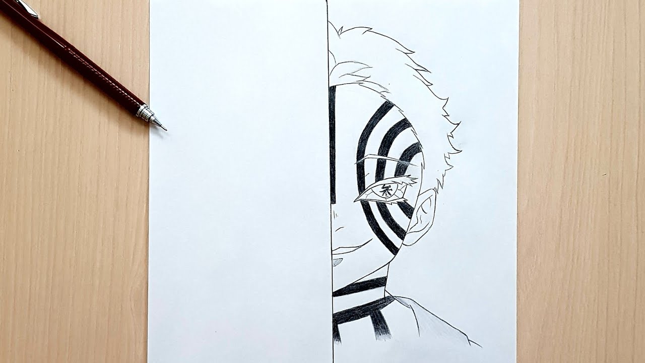 How to draw Akaza | Demon slayer | Akaza half face Easy Step-by-step | TUTORIAL
