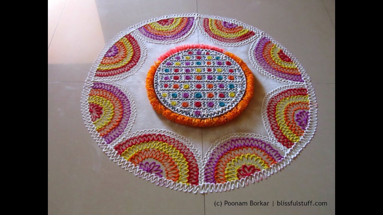 Creative and unique multicolored rangoli | Innovative rangoli designs by Poonam Borkar
