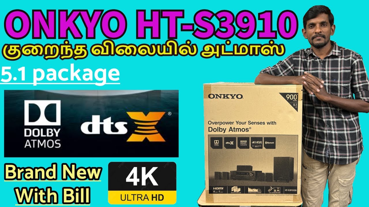 Budget Onkyo HT-S3910 5.1 Dolby Atmos Home Theatre Package #dolbyatmos @Rock Audios