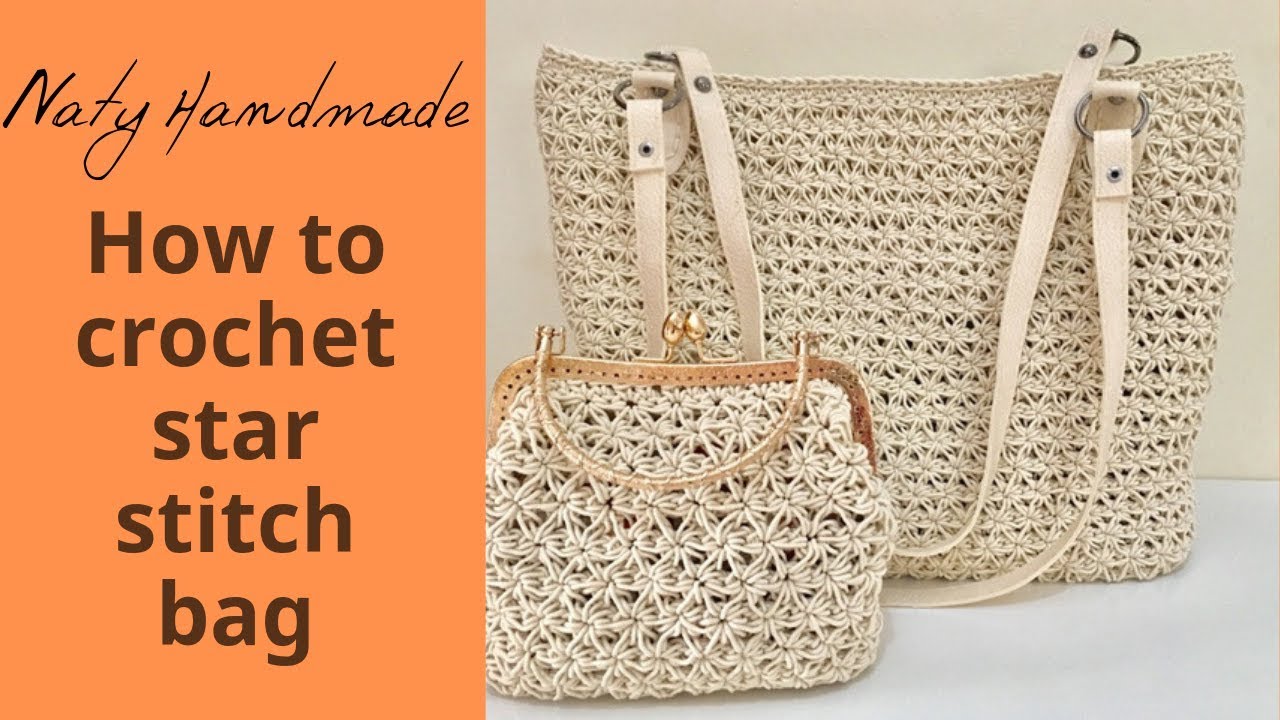 Πλεκτή τσάντα με την πλέξη αστεράκι ||star stitch bag