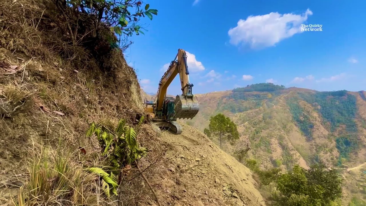 Riskiest Road Construction with SANY Excavator on a Steep Rocky Hill! | Dangerous road | Excavation