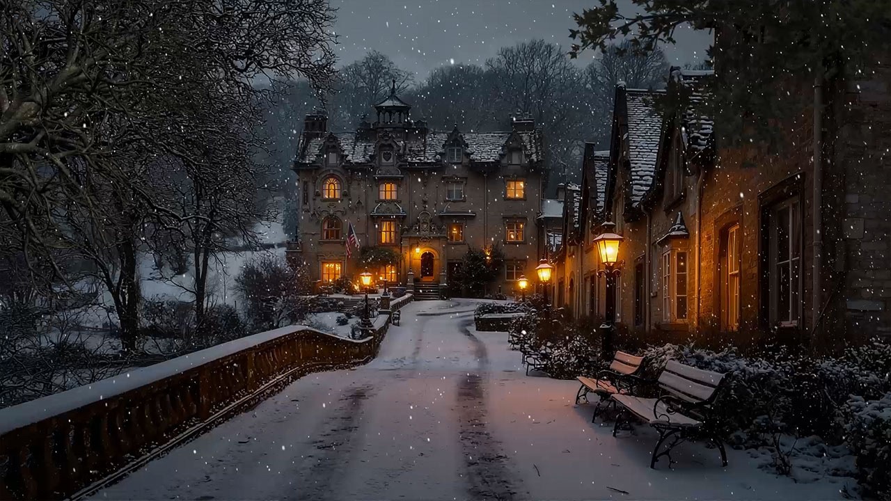 Quiet Snowfall Path to a Gothic Manor | Dark Academia Music for Reading, Writing & Winter Deep Focus