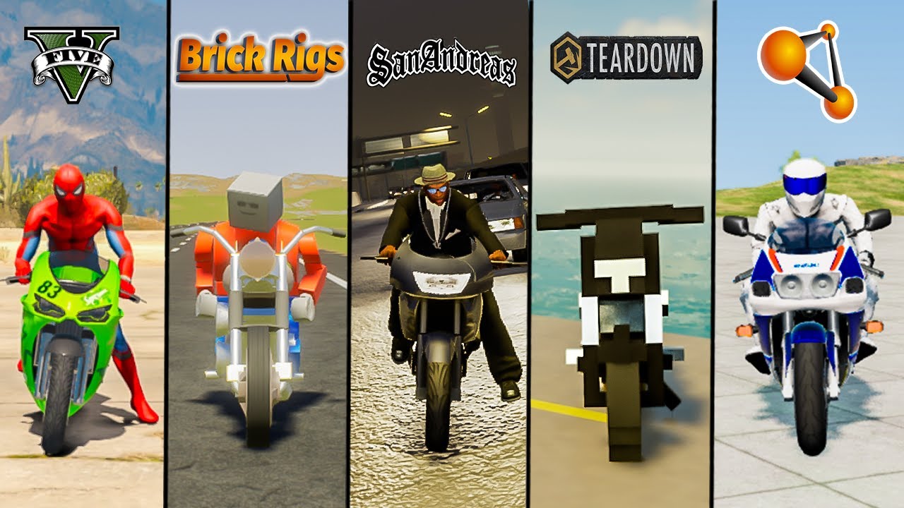SPORTBIKE GTA 5 VS TEARDOWN VS BEAMNG DRIVE VS BRICK RIGS - WHICH IS BEST?