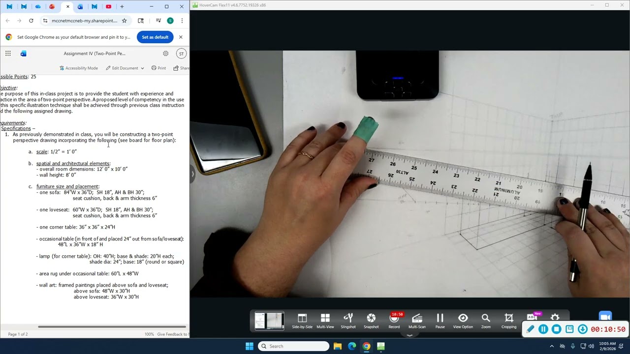 two point perspective furniture placement demo