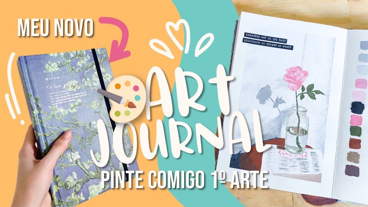 Primeira página do meu ART JOURNAL | criando com arte, poesia e música relaxante✨️🎨🩷