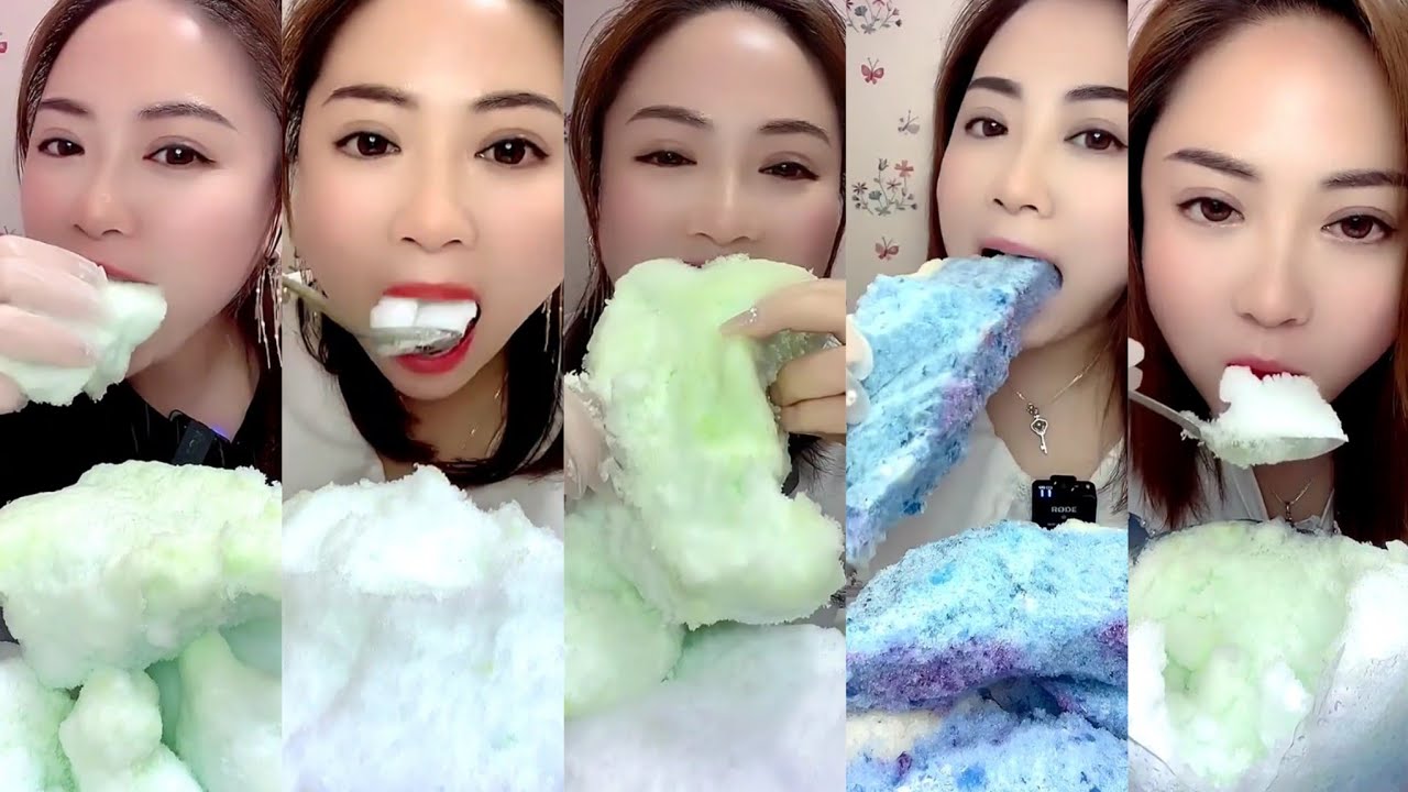 ASMR her new squeaky soft ice eating only bites