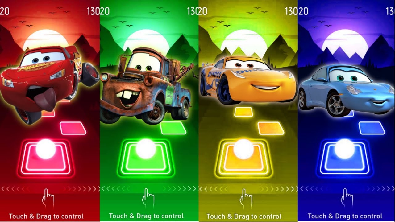 Cars 3 Lighting McQueen vs Mater vs Sally Carrera vs Cruz Ramirez   Tiles Hop EDM Rush Who Is Best