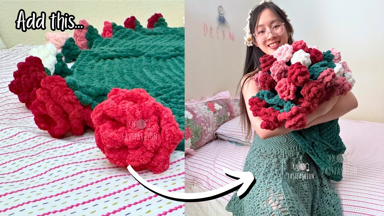 How to Crochet Roses to a Blanket | Rose Border Crochet Tutorial | 