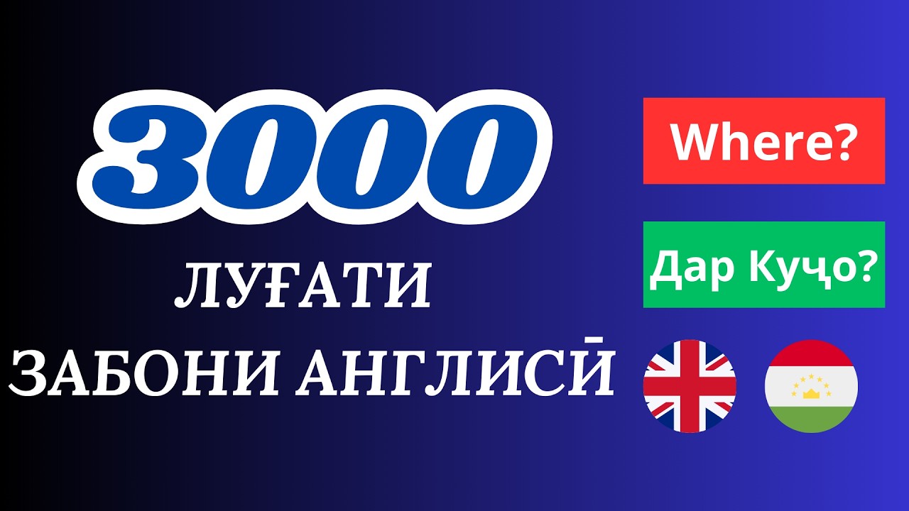 3000 ЛУҒАТИ ЗАБОНИ АНГЛИСӢ. ОМӮЗИШИ ЗАБОНИ АНГЛИСӢ! (ҚИСМИ 2)