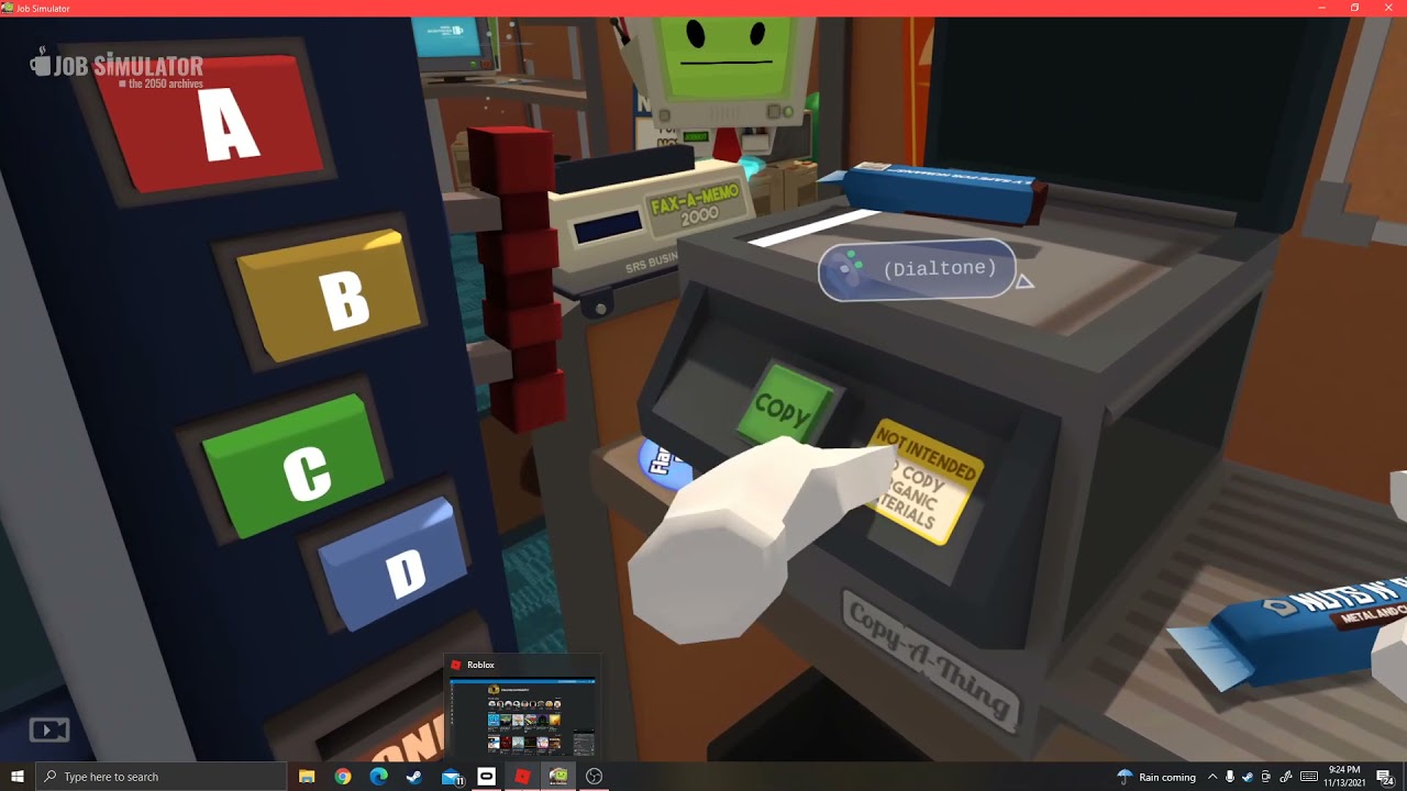 Job simulator office worker gameplay. (No commentary.) (Oculus quest 2.)