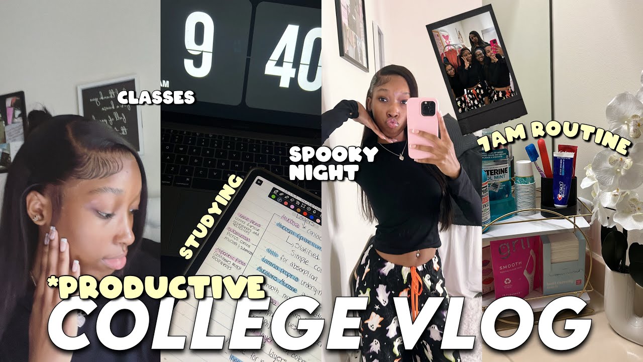 PRODUCTIVE college day in my life: exam, classes, studying + spooky girls night 