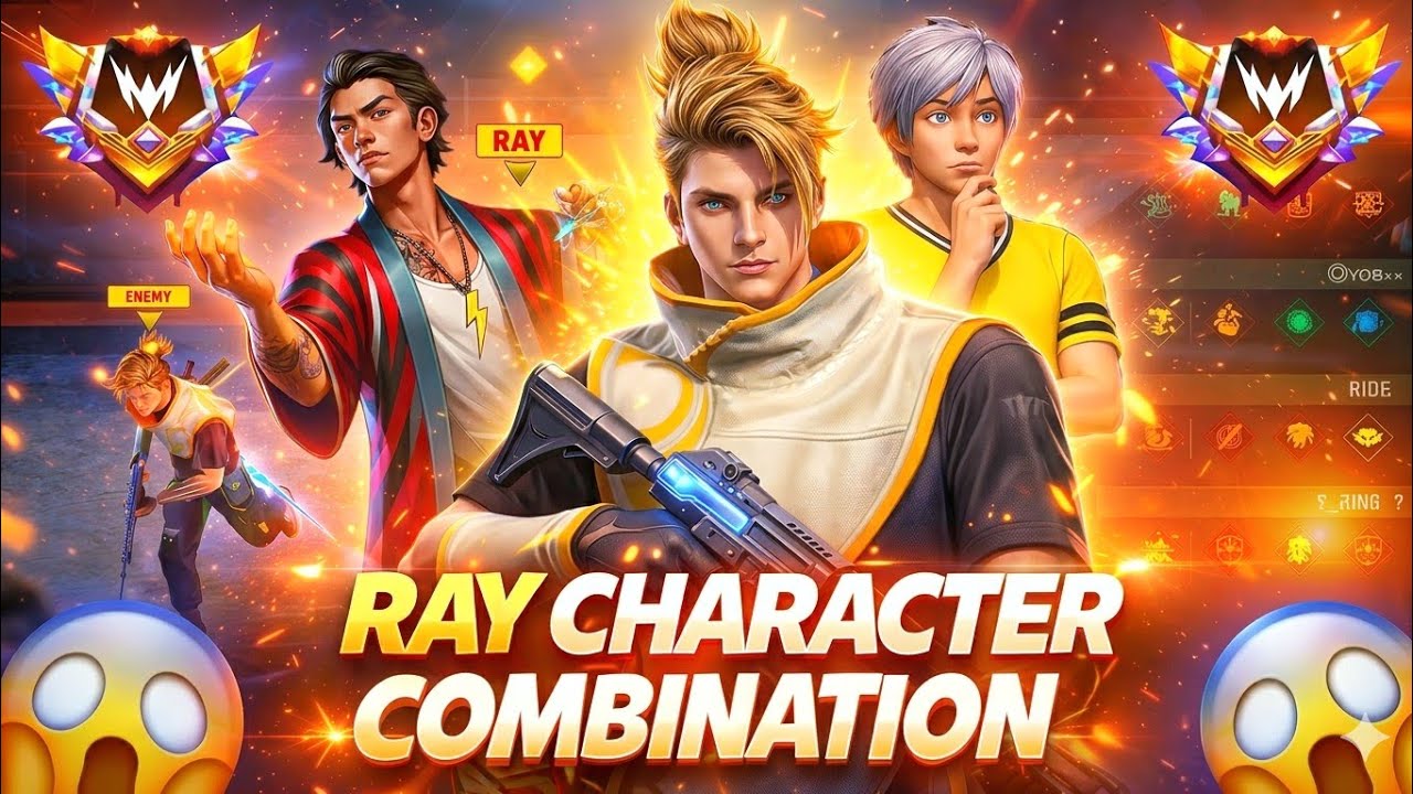 Free Fire Ray Character Combination😱🔥| Free Fire Best Character Combination | Free Fire Rank Push
