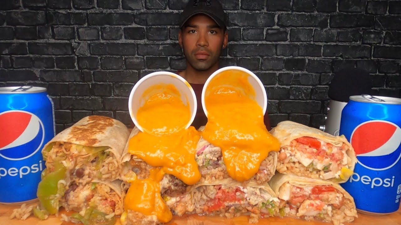 (ASMR) BURRITOS MUKBANG WITH CHEESE SAUCE