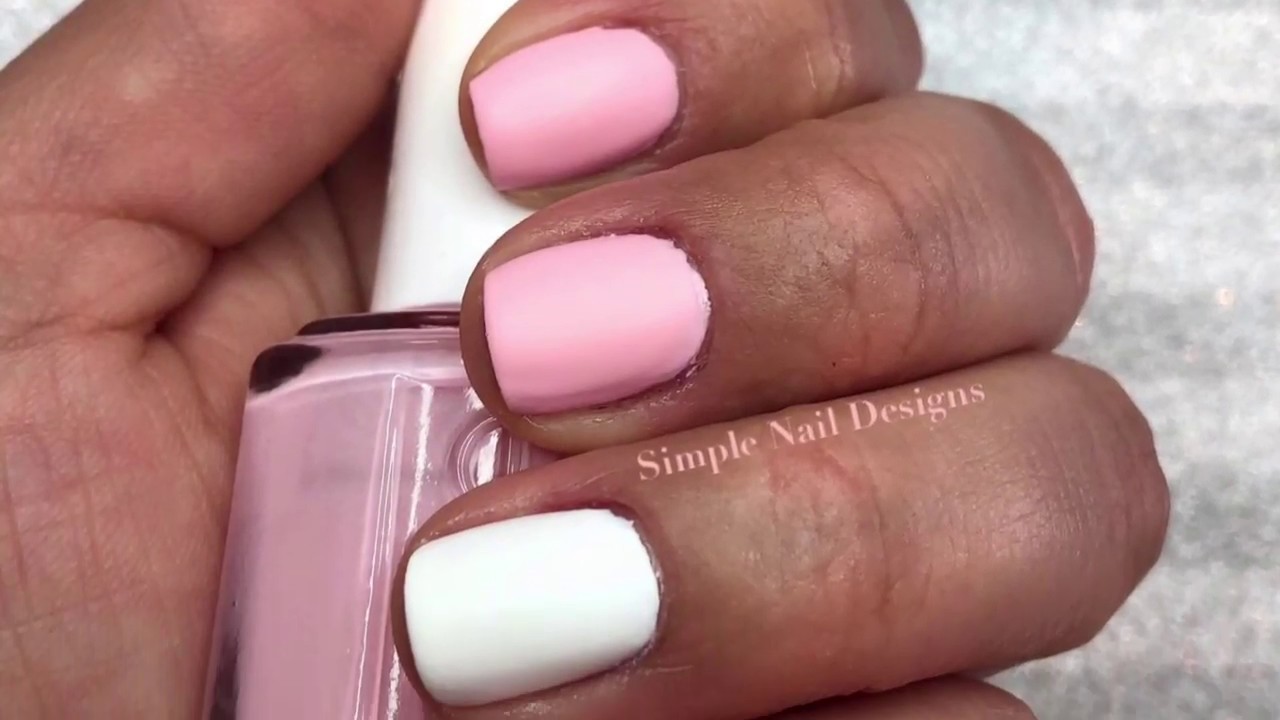 EASY MATTE PINK AND WHITE NAIL POLISH TUTORIAL