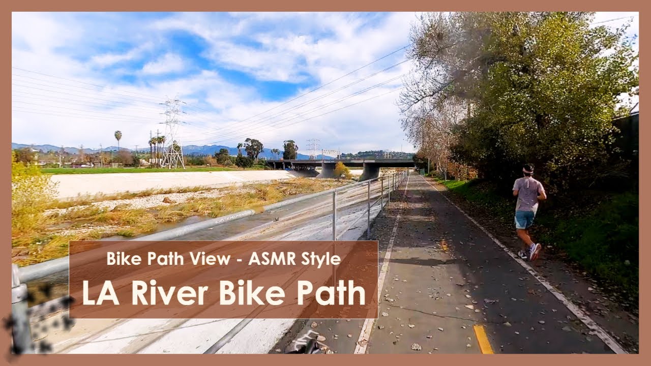 Bike Path View: LA River Bike Path ASMR style FULL RIDE