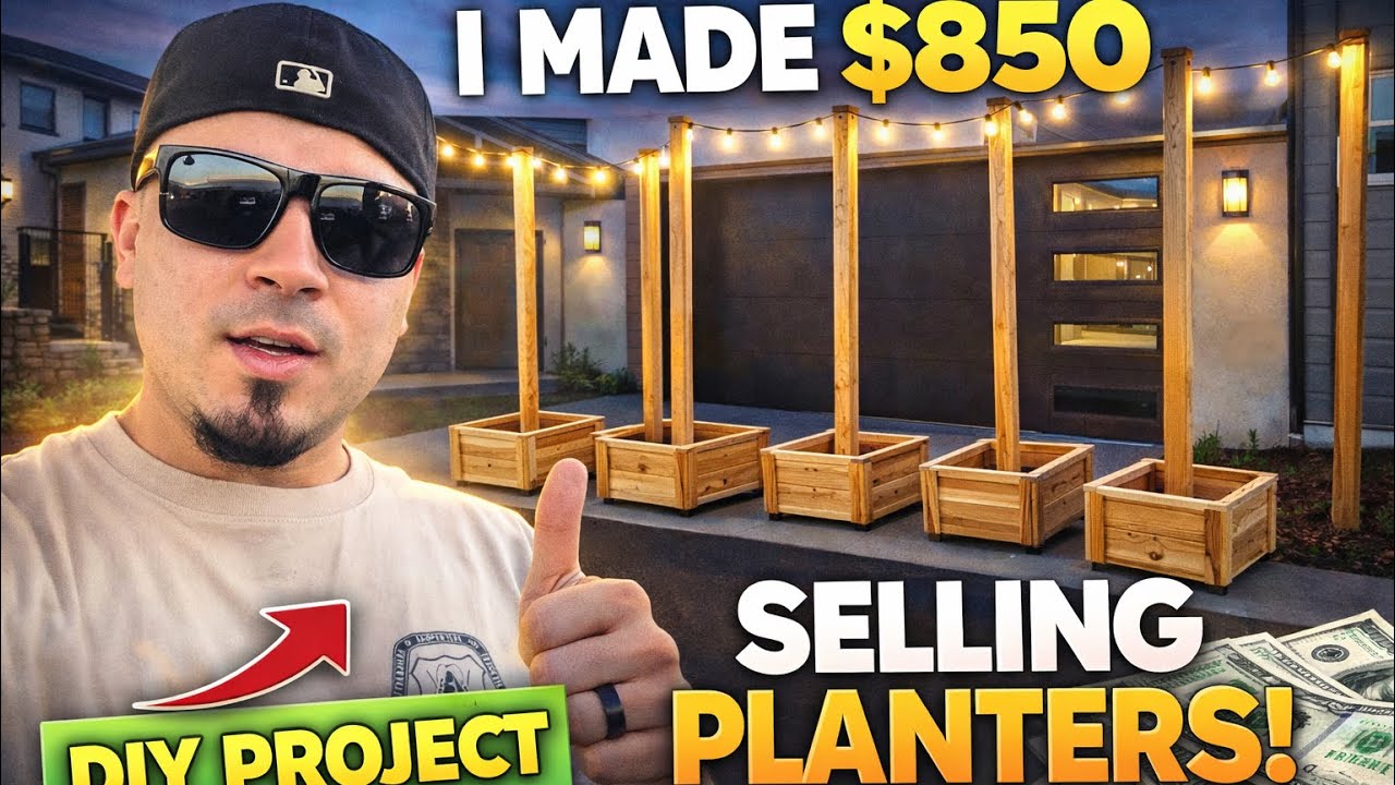I Built & Sold 6 DIY Cedar Planters with String Light Posts | $850 Side Hustle 