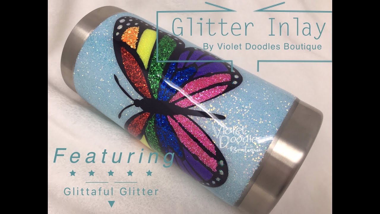 Stained Glass Inspired- Glitter Inlay- Butterfly Glitter Tumbler