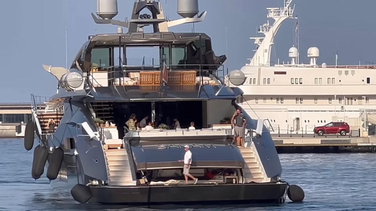 SANAM Superyacht, Full maneuver, Quai États Unis Monaco. @emman25MC