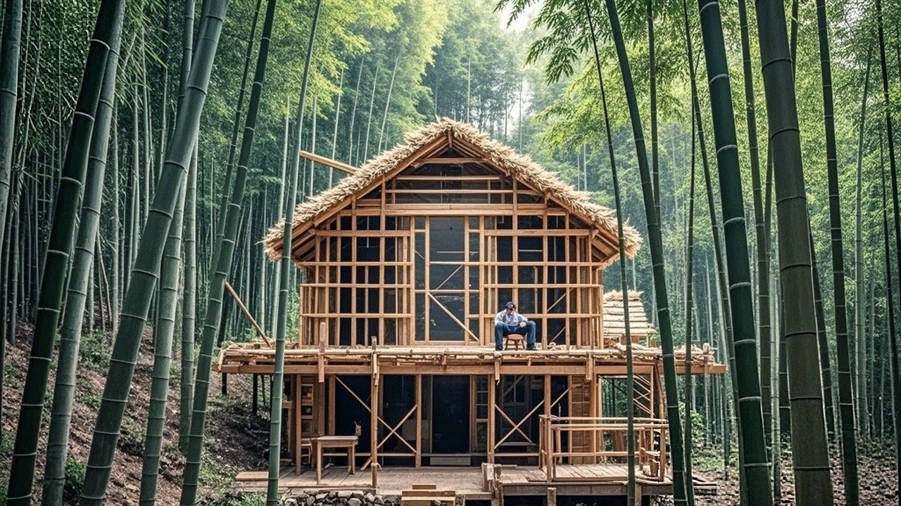 手工搭建 | 中國小夥子在竹林深處搭建豪宅！花90天空中竹樓完成了五分之一，改造後的室外變化有多大 #diy #8bit #野外建造 #homedecor #建造