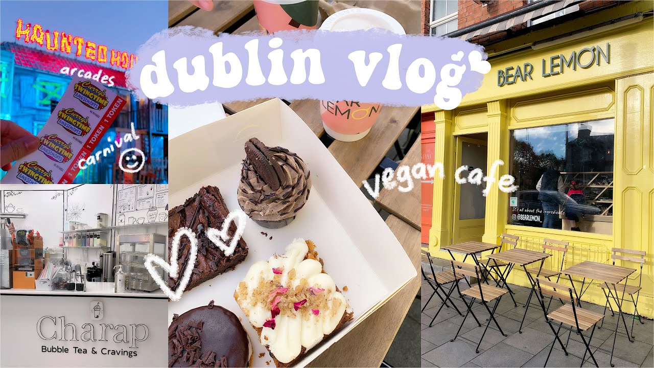 life in dublin 🌸 vegan cafe, costume hunt,milkteas, arcades & carnivals 🎡| dublin vlog | ricci rea