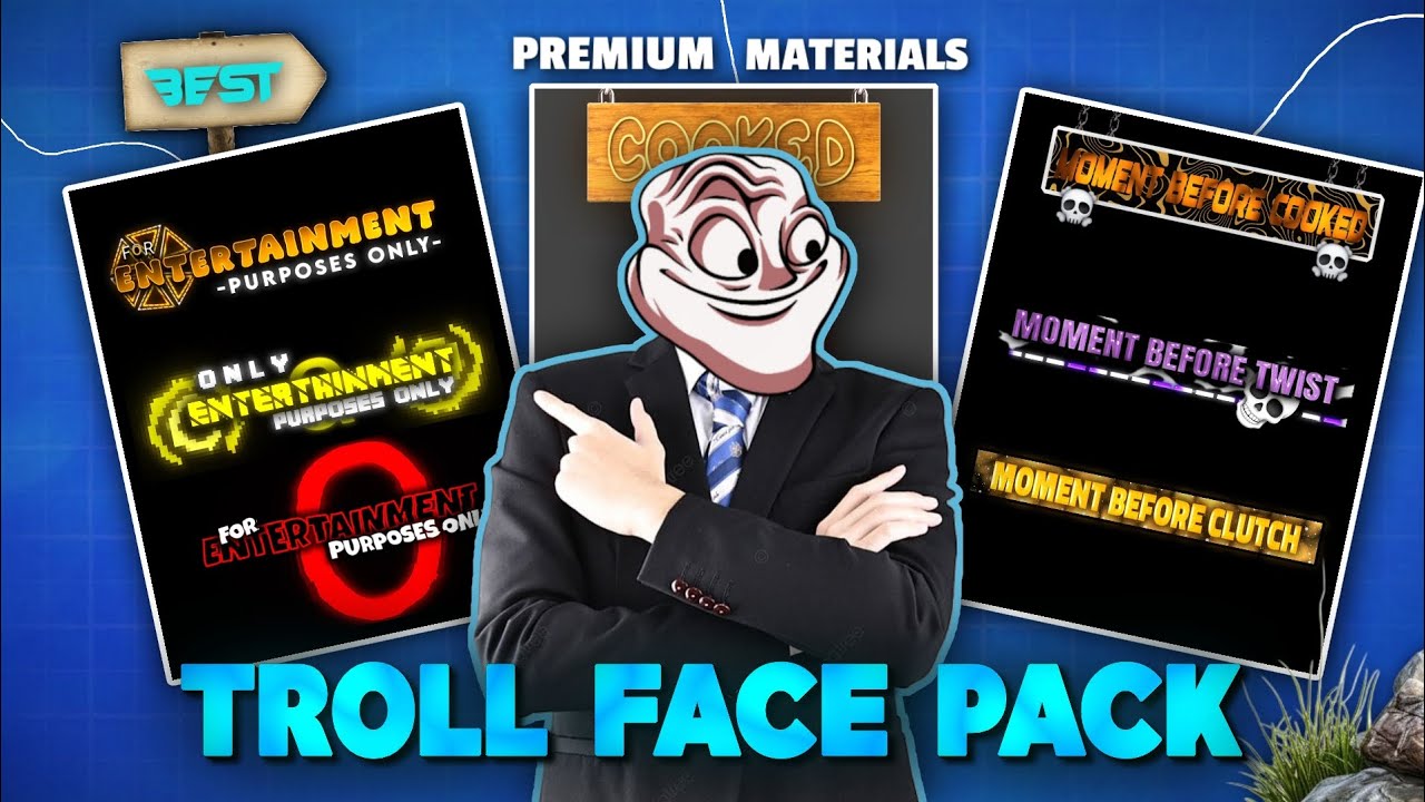 Exclusive Troll Face Editing Pack [ Alight Motion ]🗿 | Shakes , CC , Texts , Warnings & Stuffs