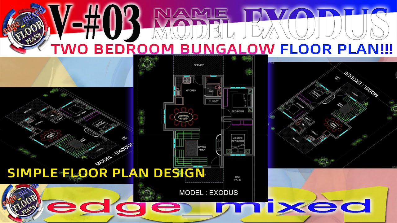 EXODUS-Two Bedrooms Simple Floorplan-Small Houseplan