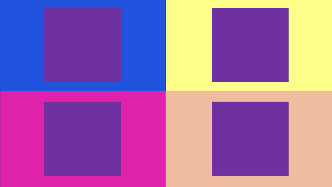 FOUR PURPLE SQUARES on FOUR OTHER COLOURS.