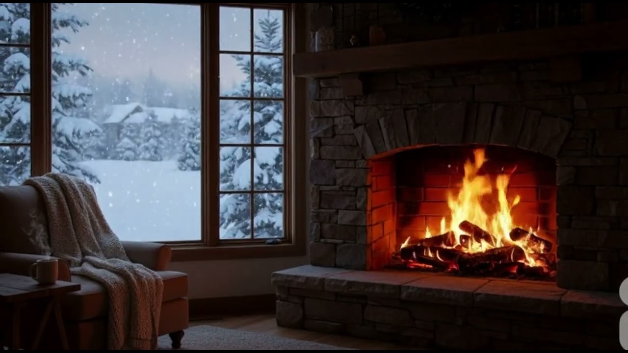 Fire Burning During the Snow - Relaxation Warm and Cold