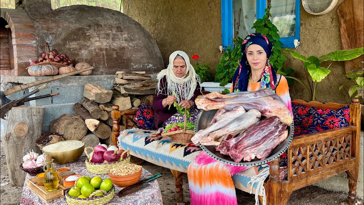 Village Daily Life: Cooking Shank & Neck with Rice Over a Wood Fire