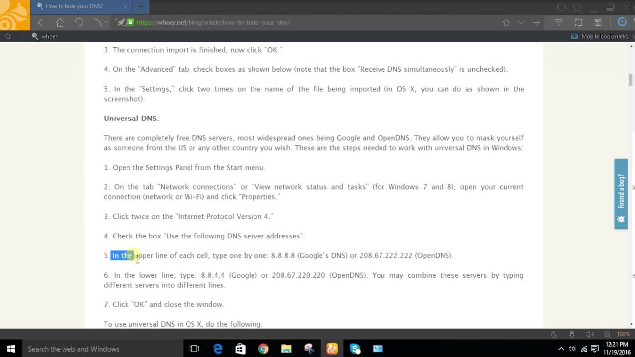 How to use Universal DNS (windows setting)