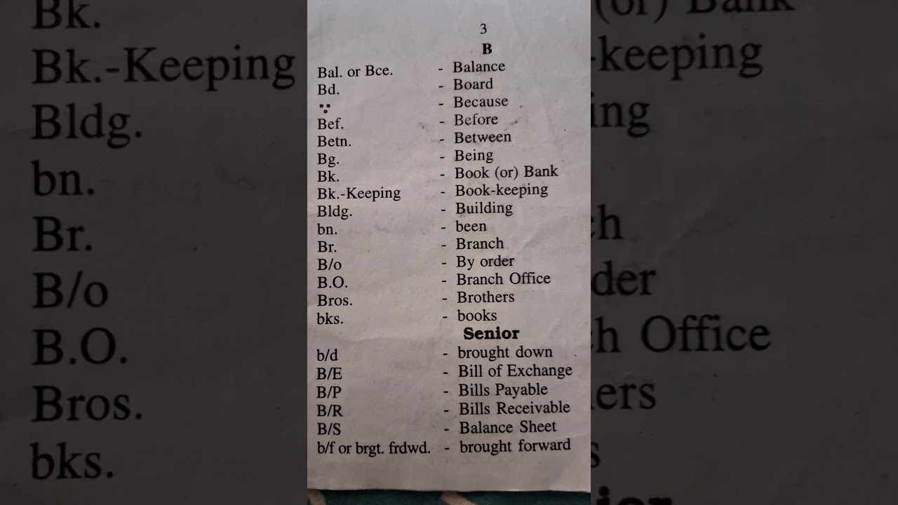 Typewriting Abbreviations