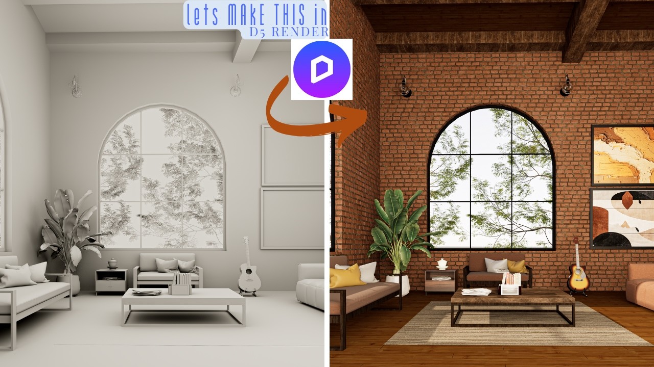 From Zero to Hero Industrial Living room interior design in D5 render 2.11| Easy tutorial.