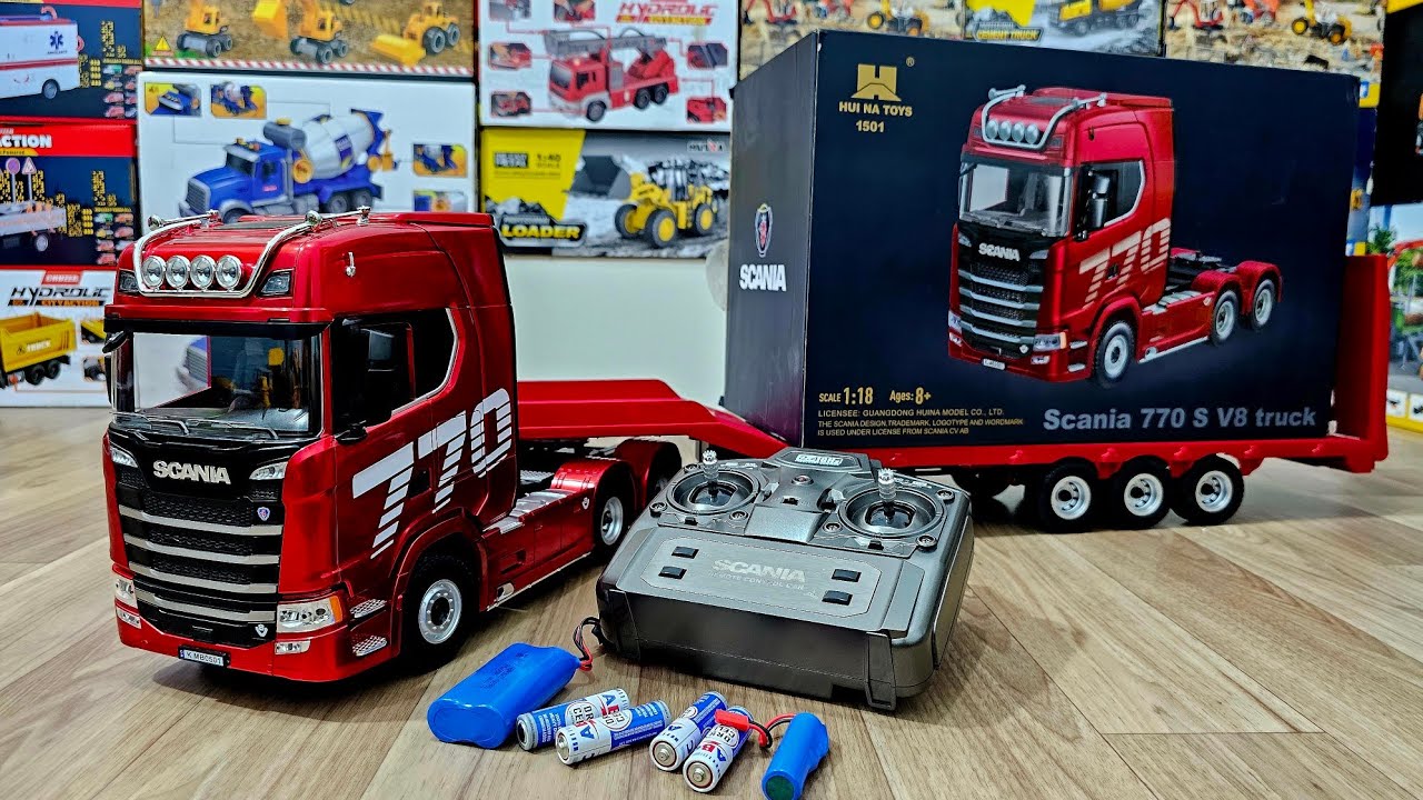 Unboxing rc truck huina 1501 & 1502 truck scania scale 1:18  truck trailer harga satu jutaan