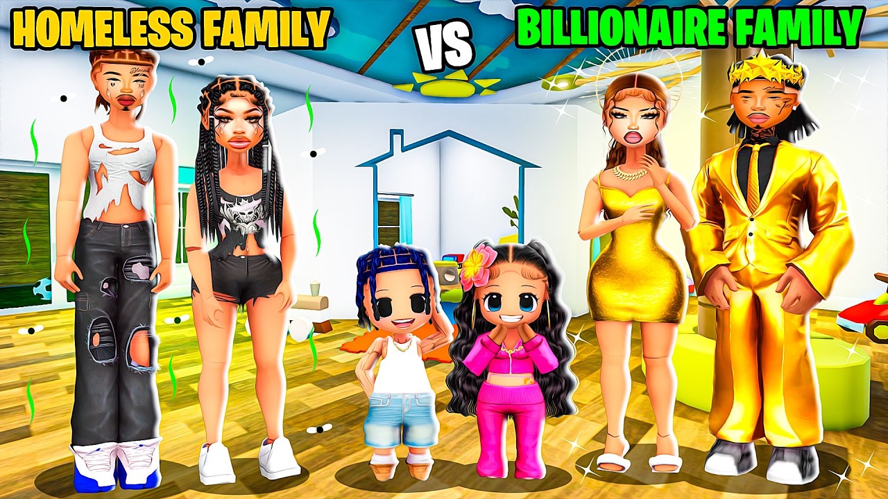 В игре LifeTogether 🏠 RP | Roblox реалистичные близнецы усыновляются семьей бездомных и семьей ми...