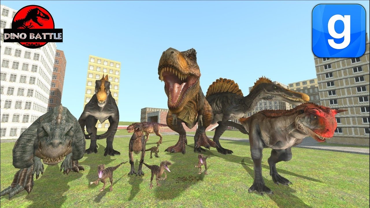 Jurassic Battle Royal Dinosaur Free for All Garry's Mod NPC fight