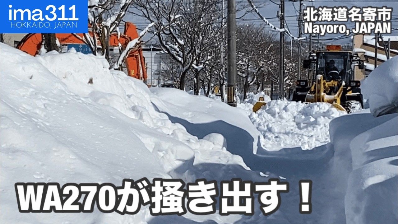 【除雪車】大きな街路樹と広い歩道に挑む！北海道名寄市排雪作業(前編)