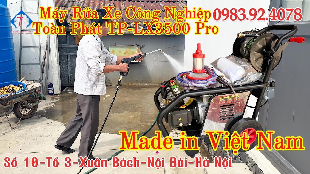 Giao hàng tận nơi máy rửa xe công nghiệp Toàn Phát TP LX 3500 Pro tại Thái Bình khách rất hài lòng