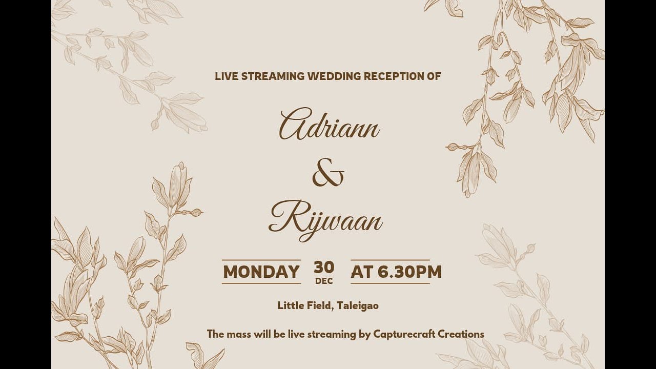 Live Streaming Wedding Reception of Adriann & Rijwaan | 6.30pm, 30-12-24 | Little Field Taleigao