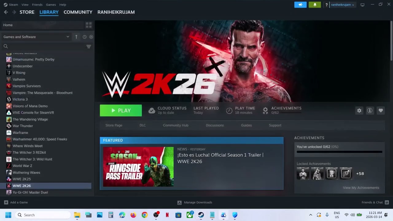 WWE 2K26: Исправление ошибок, приводящих к сбоям/зависаниям/не загружающимся окнам MyRISE на ПК.