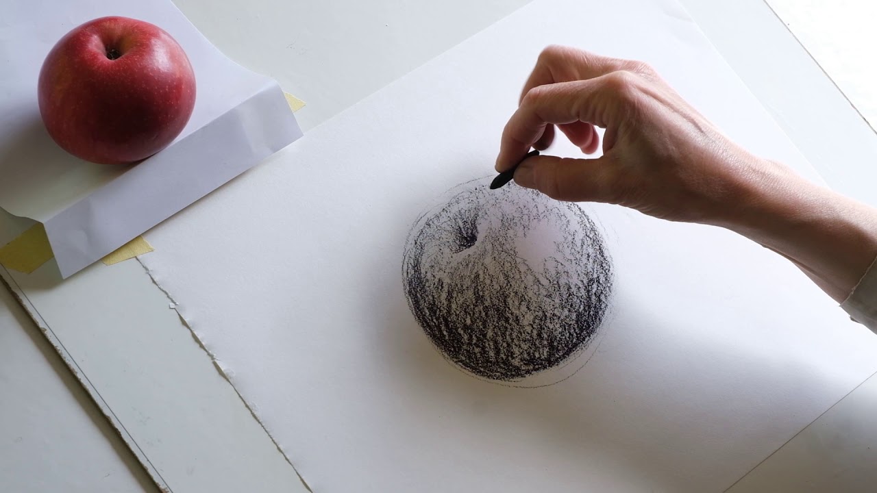 Sketching an Apple with Conté crayon by Yanny Petters.