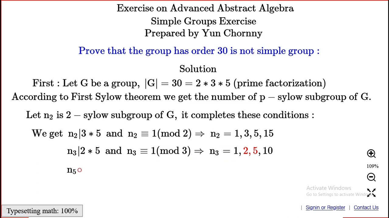 How to proof group order 30 is not simple group.