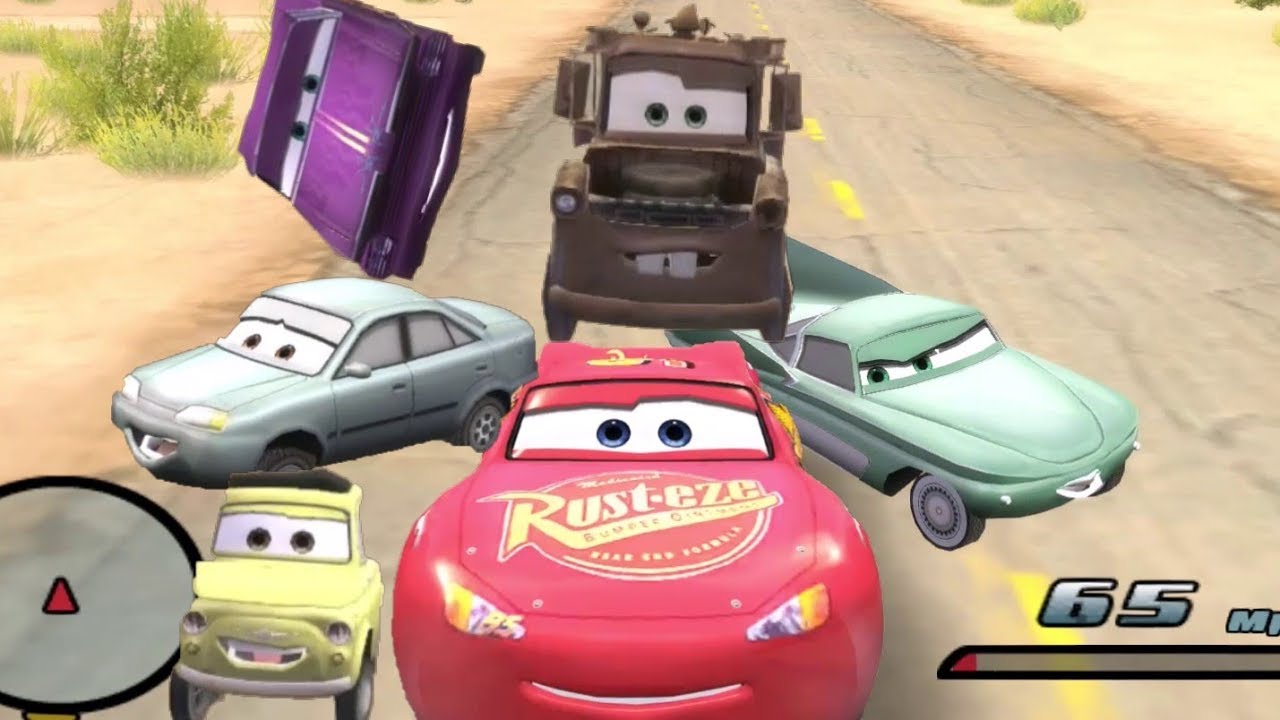 Disney Pixars Cars Movie Game - Crash Mcqueen 91 - Bumper Cars in Radiator Springs