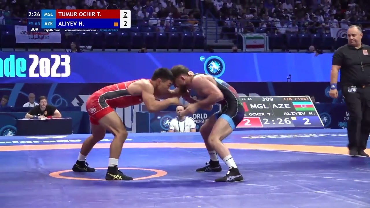 Tulga TUMUR OCHIR (MGL) vs. Haji ALIYEV (AZE) | Seniors World Championships 2023 | Eighth Final | FS