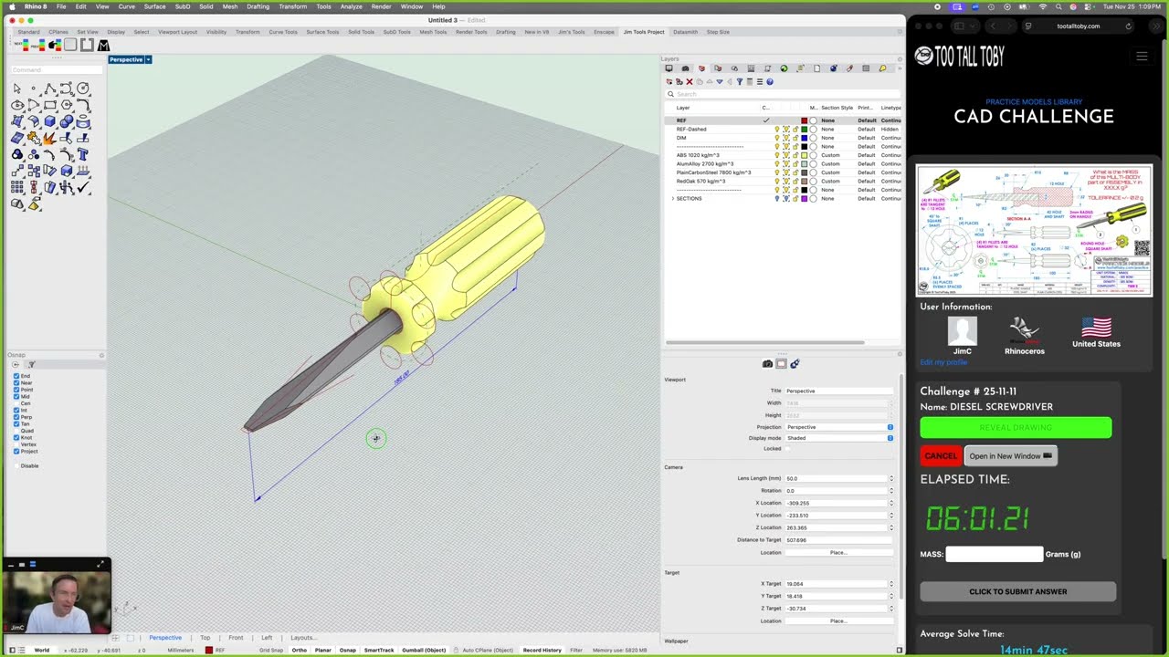 Rhinoceros Speedmodeling Too Tall Toby Practice Model 25 11 11