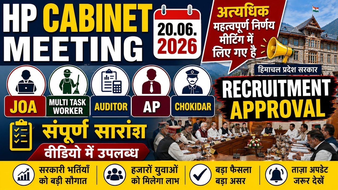 HP Cabinet Meeting 2026 ll JOA ll Multi Task Worker ll Auditor ll AP ll Chokidar Recruitment 2026