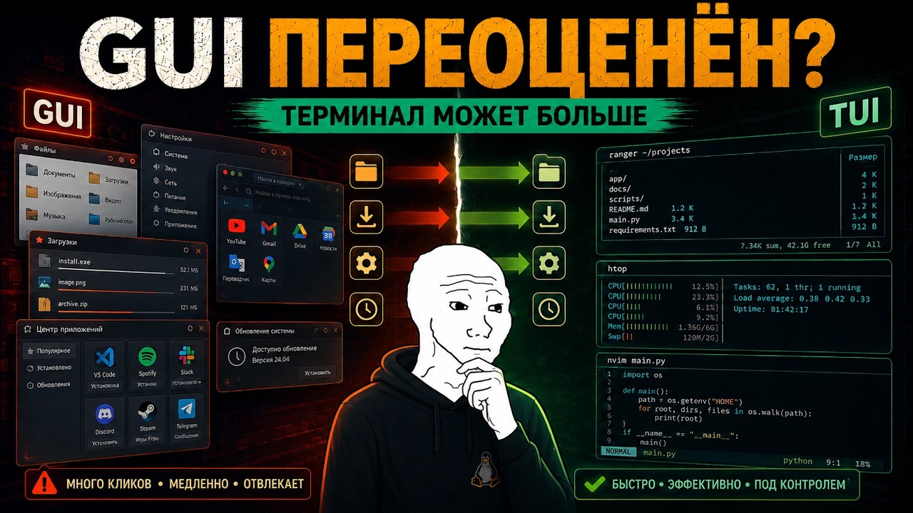 Linux без графических программ. Терминал заменит всё?