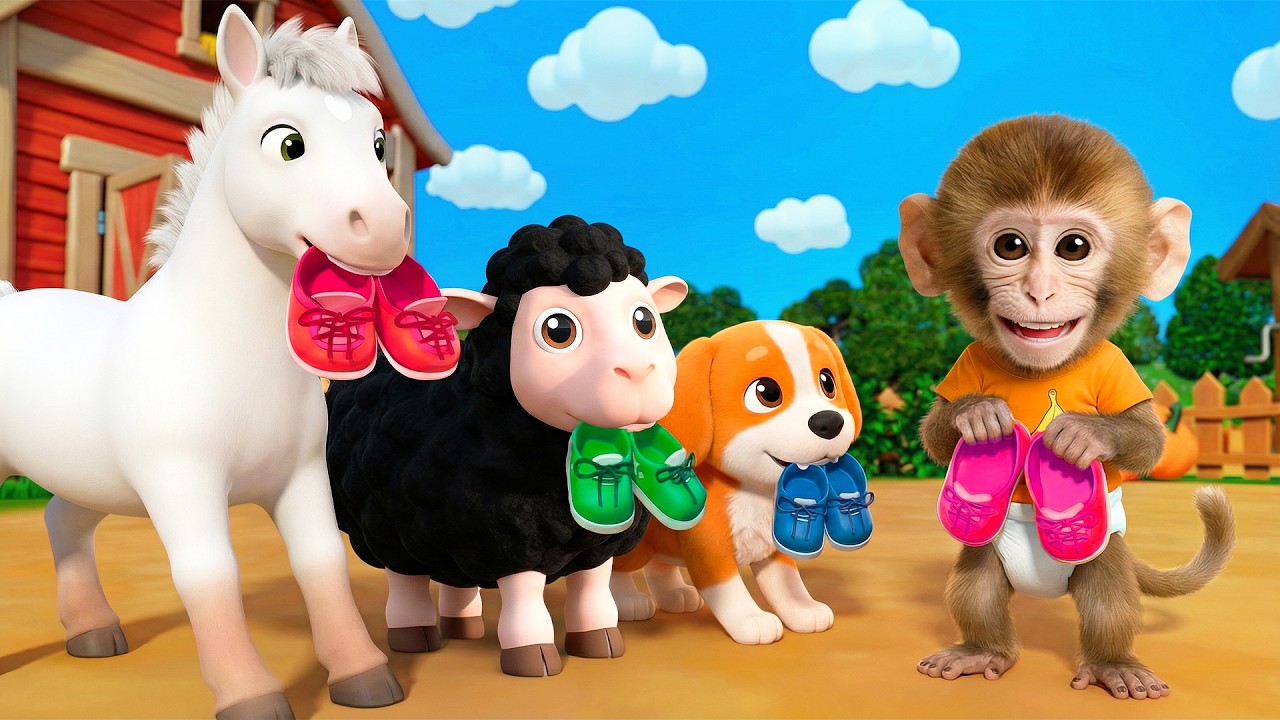 One, Two, Buckle My Shoe| Colorful Shoes | RooRoo Monkey Nursery Rhymes & Kids Songs