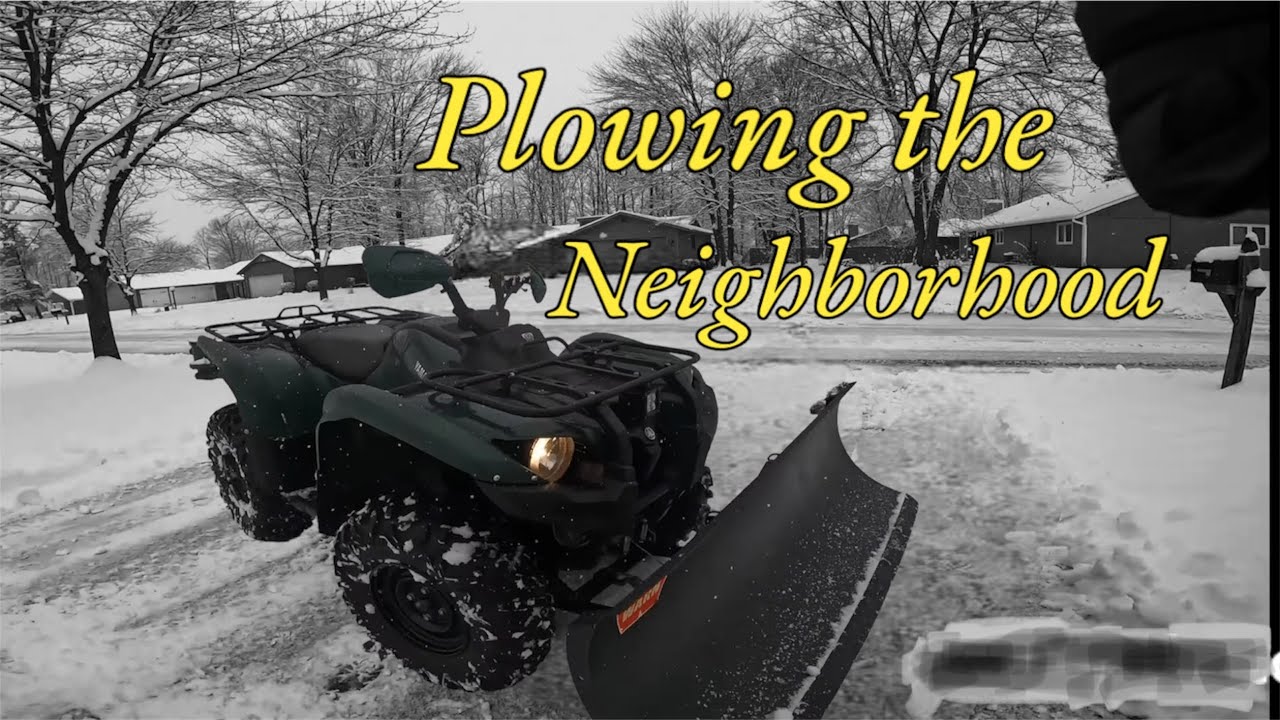 Yamaha Grizzly 700 EPS - ATV Residential Snow Plowing Is Fun - Review #yamaha #grizzly #plowing #eps