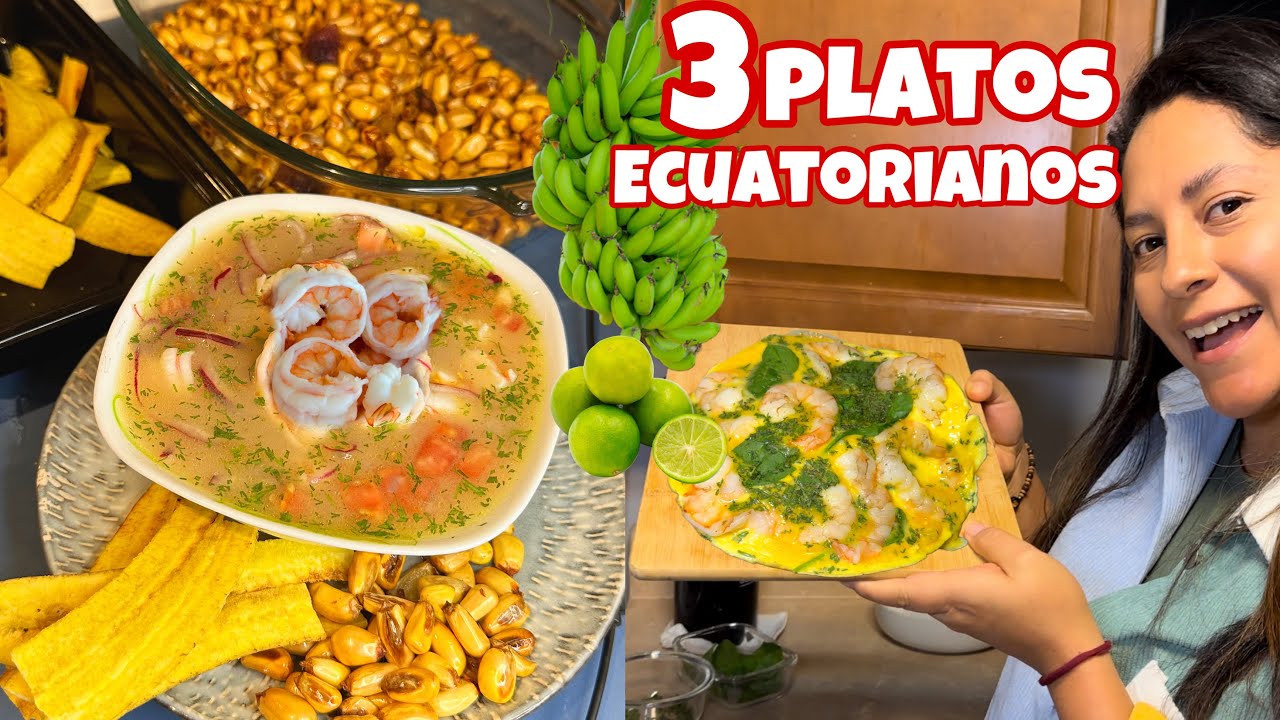 Tres PLATOS TÍPICOS ECUATORIANOS hechos con CAMARÓN de Exportación 🇪🇨🦐 Josué y Elie