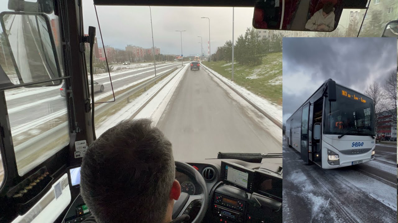 Bus driving on  Estonia with a IVECO Crossway 2018 